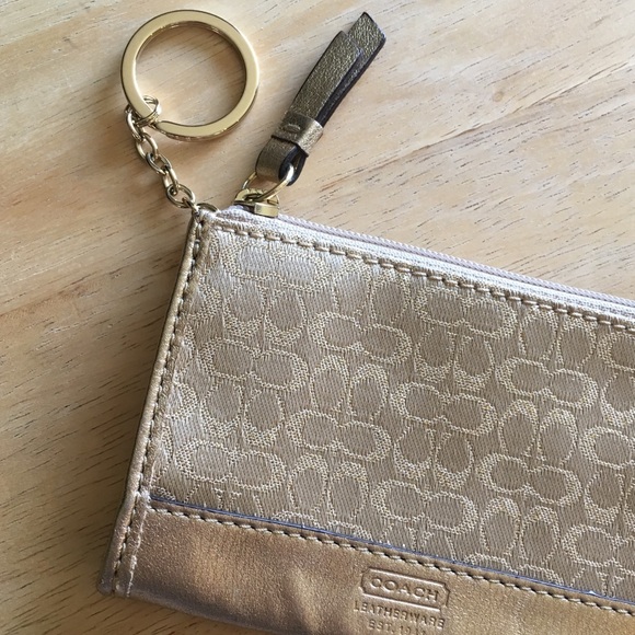 Coach Handbags - COACH gold keychain card holder